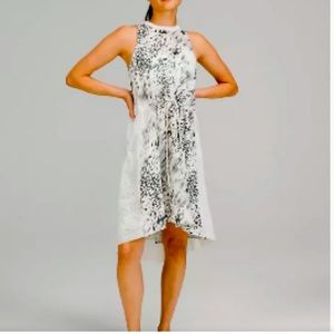 Lululemon White/Black, mesh overlay, high neck dress.